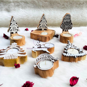 Porte-bougie chauffe-plat de Noël multi-motifs, bougies en bois sculptées à la main pour la maison, mariage, décoration de Noël - Product Image 1