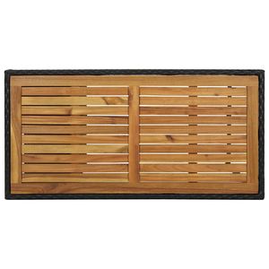 Tavolo da Bar in Legno Massello di Acacia con Rattan PE Nero e Struttura in Acciaio, Altezza Bancone, con Vano Portaoggetti - Product Image 5