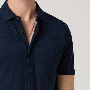 Men Solid Color Tee Shirt With Short Sleeves / Turn <b>Down</b> Collar OEM Service Designing High Quality Stitching Casual Outdoor Wear - Product Image 4