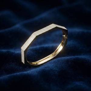 14K Gold 925 Sterling <b>Silver</b> Oval Open <b>Charm</b> <b>Bracelet</b> Moissanite Stones Classic Jewelry for Women Party Engagement Wedding - Product Image 2