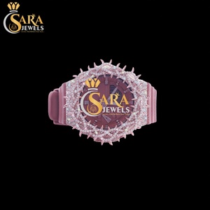 Elegant Half Iced <b>Red</b> Rubber Strap Moissanite Diamond Watch Luxury Antique Square Case Hip Hop Business New Arrival Analog 20mm - Product Image 3