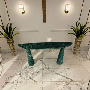 Table basse en marbre vert élégante et moderne de haute qualité, design artisanal en pierre indienne, meuble durable pour salon - Product Image 1