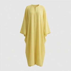 Abayas de Color Sólido, Vestido Largo Islámico para Mujer, Estilo Simple, Algodón y Chifón, Venta al Por Mayor, Talla Grande, Ropa Modesta - Product Image 1