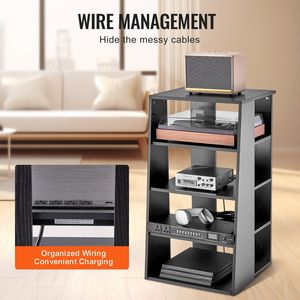 Stand Audio-Video in legno a 5 livelli per lettori DVD/decoder via cavo/console di gioco supporto regolabile in altezza - Product Image 4