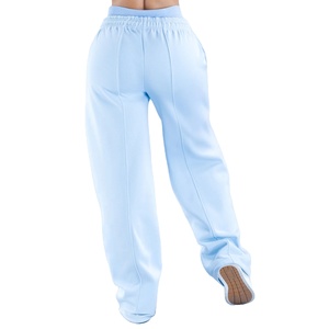 Wholesale Custom Manufacturer <b>Chalk</b> Blue Oversized Fit Wide Leg Jogger Terry Fleece Women Jogger pants Women Pants 2026 - Product Image 4