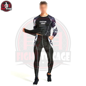 Ensemble de sport 2 pièces haute performance (T-shirt et Legging) en Spandex/Nylon à séchage rapide pour l'entraînement MMA et la gym - Product Image 5