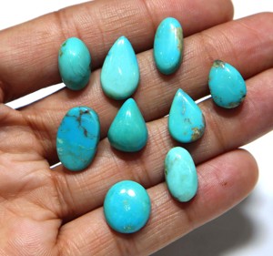 Turquoise naturelle d'Arizona, cabochon de haute qualité, pierre précieuse en vrac pour la fabrication de bijoux, turquoise en gros - Product Image 2