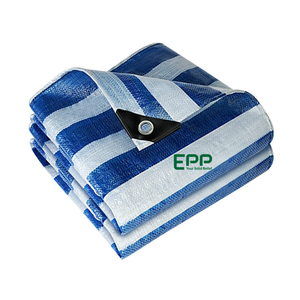 Rouleau de bâche PE coloré le plus populaire Bâche rayée robuste Bâche en tissu plastique rayé 90Gsm Étang à poissons - Product Image 1