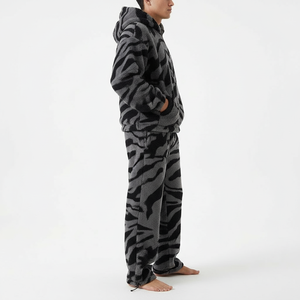 Men Fleece Tracksuit Set Custom Logo Hooded <b>Sweatshirt</b> Jogger Set Winter Warm Streetwear 2 Piece Warm Tracksuit - Product Image 3