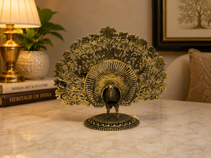 Estatua de Pavo Real de Latón Antiguo, Figura Decorativa de Metal, Adorno de Lujo para Mesa de Decoración del Hogar - Product Image 2