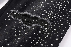 กางเกงยีนส์ผู้ชายราคาถูกขายส่งจำนวนมาก ทรงตรง ลุคขาดๆ ซักสีซีด เอวกลาง คุณภาพสูง - Product Image 5