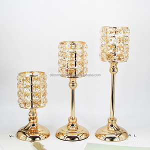 Candelabros de Metal de cristal con velas, candelabros de cumpleaños de Metal de cristal para Decoración de mesa de boda - Product Image 4