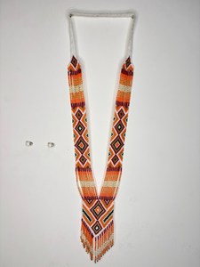 Conjunto de collar de cuentas tribales naranjas de moda, joyería larga estilo bohemio con cuentas de semillas para bodas, fiestas, aniversarios, Navidad - Product Image 2