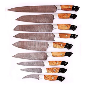 Ensemble de couteaux de chef professionnels en acier inoxydable, manches en bois, écologiques, très demandés - Product Image 4