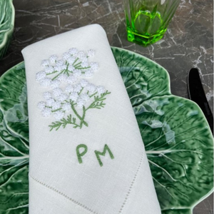 Serviettes de Cocktail en Lin Blanc Brodées Personnalisées Serviettes de Dîner Ajouré Monogrammées - Product Image 5