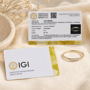 แหวนทองคำแท้ 14 กะรัต รับรองโดย IGI ประดับเพชรทรงบริลเลียนท์เพาะเลี้ยงในห้องปฏิบัติการ เครื่องประดับผู้หญิงชั้นดี หรูหรา สำหรับงานแต่งงานและงานหมั้น - Product Image 6