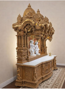 Mobilier de temple hindou Mandir de designer, sculpté à la main, taille et couleur personnalisées, en bois de teck, style professionnel, moderne et classique - Product Image 2