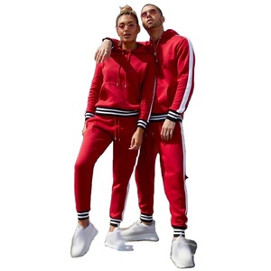Wholesale 2021 Side Stripe & Hem Stripe Latest Design Couples Tracksuits With Your Own Logo - Product Image 1