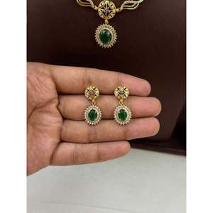 Indian Ethnic Harshada Victorian <b>Gold</b> Plated CZ Bridal Necklace & Earring <b>Set</b> - Product Image 3