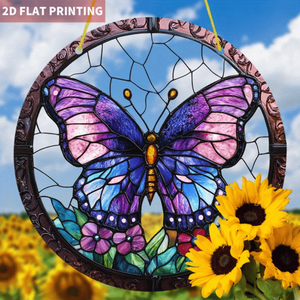 CIFbuy - Decoración de Ventana de Acrílico Transparente de Alta Definición con Diseño de Mariposa y Flores Púrpuras, Decoración de Cristal para el Hogar y el Jardín - Product Image 5