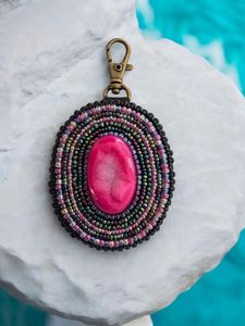 Handmade Eco-Friendly Classic Beaded <b>Keychain</b> with Intricate Beadwork Design and <b>Customized</b> Shape - Product Image 2