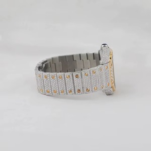 Luxury Stainless Steel Quartz Pointer Dial Square <b>Case</b> Iced Out Moissanite Hip Hop Style Unisex <b>Watch</b> India - Product Image 2