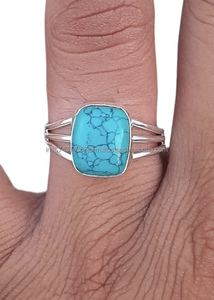Unisex 925 Sterling Silver <b>Wedding</b> Engagement Party <b>Ring</b> Classic Style with Turquoise Gemstone Diamond Pearl Inlay Bezel Setting - Product Image 2