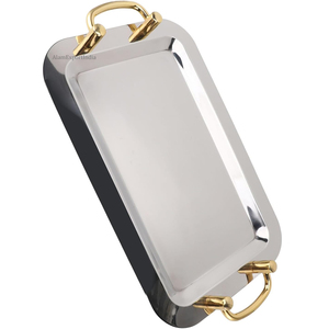 Bandeja de Servicio Rectangular Vintage de Nueva Llegada con Asa Dorada Acabado Pulido para Restaurantes, Catering, Hogar, Oficina y Bodas - Product Image 5