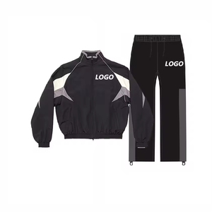 Ensemble de survêtement coupe-vent pour homme en nylon, veste de sport zippée pour le jogging, personnalisable - Product Image 1