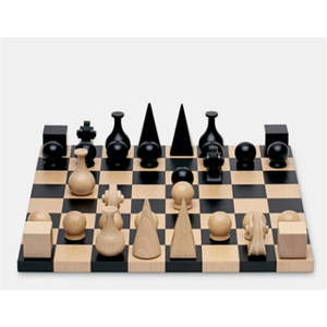 Jeu d'échecs artisanal en bois massif de qualité supérieure, design géométrique, 32 pièces, plateau de jeu en bois personnalisé pour cadeau, boutique et décoration intérieure - Product Image 1