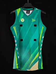 PUFFIN SPORTS Sleeveless V-Neck Netball Jersey Sublimated Print Moisture Wicking 100% Polyester Unisex Adult <b>Athletic</b> Fit - Product Image 4
