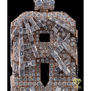 Colgante vertical de lujo AXB con diamante moissanita VVS talla baguette en plata de ley 925, joyería hip hop. - Product Image 6