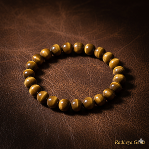 Pulsera de cuentas redondas de ojo de tigre natural AAA hecha a mano – Pulsera elástica de piedras preciosas pulidas para hombres y mujeres - Product Image 5