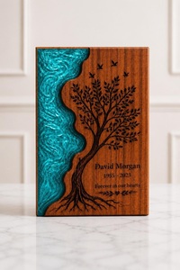 Personalized Wooden Resin Urn <b>Box</b> for Human & Pet Ashes Eco-Friendly Durable <b>Memorial</b> Keepsake Handmade Cremation Urn - Product Image 4