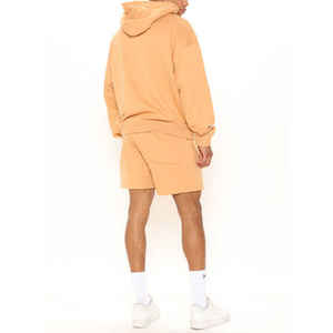 Ensembles de sweats à capuche pour hommes de qualité supérieure, logo personnalisé, 100 % coton, survêtements de jogging, ensemble deux pièces zippé court pour hommes (sweat à capuche et short) - Product Image 2