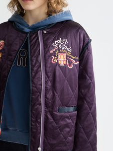 Veste universitaire réversible brodée en toile unisexe, design patchwork, hiver, fine, style hip-hop, à capuche, respirante, doublure en coton - Product Image 6