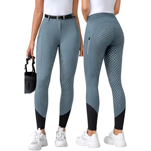 Pantalones de equitación profesionales para mujer, largos, de algodón, con cremallera, elásticos, para entrenamiento, con bolsillos reforzados y presillas para cinturón, de talle alto. - Product Image 2