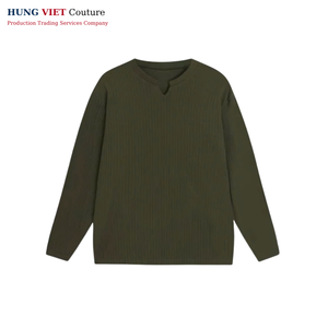 Fournisseur vietnamien prix direct surdimensionné Boxy Tee manches longues tissu tricoté terre cuite superposition tonale - Product Image 5