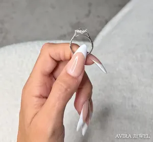 Anillo de Compromiso Solitario Clásico para Mujer, Oro Blanco Sólido de 10k, 14k, 18k, con Diamante Ovalado de 1 Quilate, Corte Brillante, Creado en Laboratorio - Product Image 2