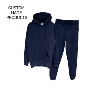 Bangladesh marque de vêtements Logo personnalisé imprimer homme pull uni solide polaire sweats pantalons de survêtement ensemble hiver à capuche fermeture éclair doublé - Product Image 2