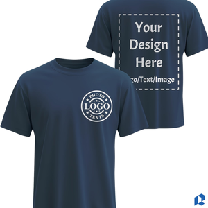 T-shirt en coton personnalisé pour homme, col roulé, manches courtes, uni, formel, coupe ample avec impression de logo sur le devant - Product Image 2