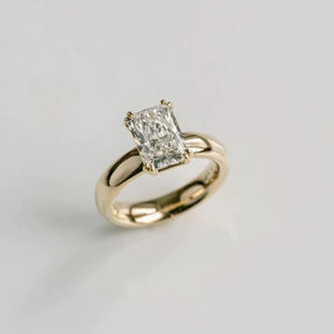 Anillo de compromiso solitario con diamante radiante de 3.02 CT cultivado en laboratorio para mujer, oro sólido de 14K, regalo de boda para parejas - Product Image 1