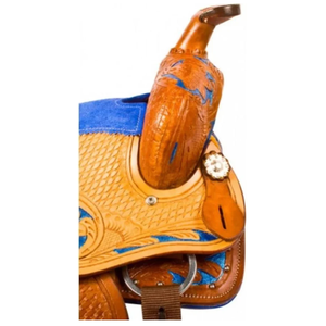 Ensemble de selle de cheval en cuir de qualité supérieure pour la course de barils western, fabriqué à la main, confortable, durable, avec arceau en fibre de verre et selle en acier inoxydable - Product Image 1