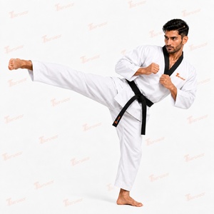 Uniforme de Taekwondo Thorwor para Hombre, Blanco, 8oz, Algodón Transpirable, Cuello en V, Corte Regular para Adultos, Prenda de Una Pieza para Artes Marciales - Product Image 4