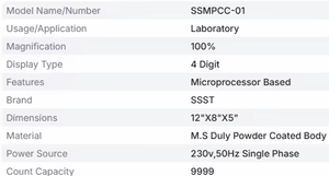 Compteur de colonies numérique SRI SIVA SCIENTIFIC TECHNOLOGIES SSMPCC-01, affichage LED 4 chiffres, haute précision, comptage bactérien, laboratoire 9999 - Product Image 3