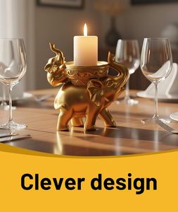 Elegant <b>Elephant</b> Showpiece with Candle Holder for Home <b>Decor</b> Lucky <b>Elephant</b> Statue Decorative Accent for Living Room Office - Product Image 3