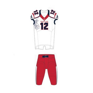 ชุดอเมริกันฟุตบอลแบบสั่งทำพิเศษ ดีไซน์ระบายอากาศได้ดี ไซส์ใหญ่ แห้งเร็ว ต้านเชื้อแบคทีเรีย ผลิตจากโพลีเอสเตอร์ 100% สำหรับทีม - Product Image 1
