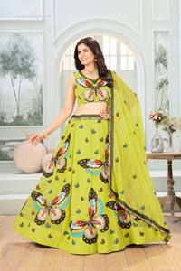 Ramdev Trading Lehenga Choli en Faux Georgette à Motif Papillon - Qualité Premium, Vêtement Ethnique Traditionnel en Matériaux Recyclés pour - Product Image 4