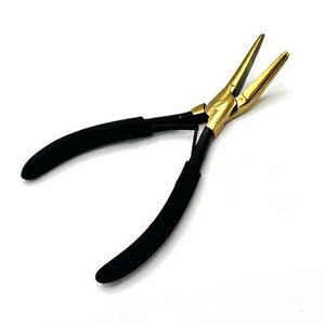 Custom Logo Curved Flat Nose Hair <b>Extension</b> Pliers Black Gold Stainless Steel <b>Micro</b>-beads Pressing Curved Hair <b>Extension</b> Tools - Product Image 1