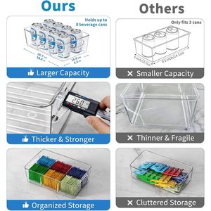 Set di 6 Organizzatori Trasparenti in Plastica per Dispensa con 2 Divisori, Contenitori in Acrilico per Cucina e Frigorifero - Product Image 2